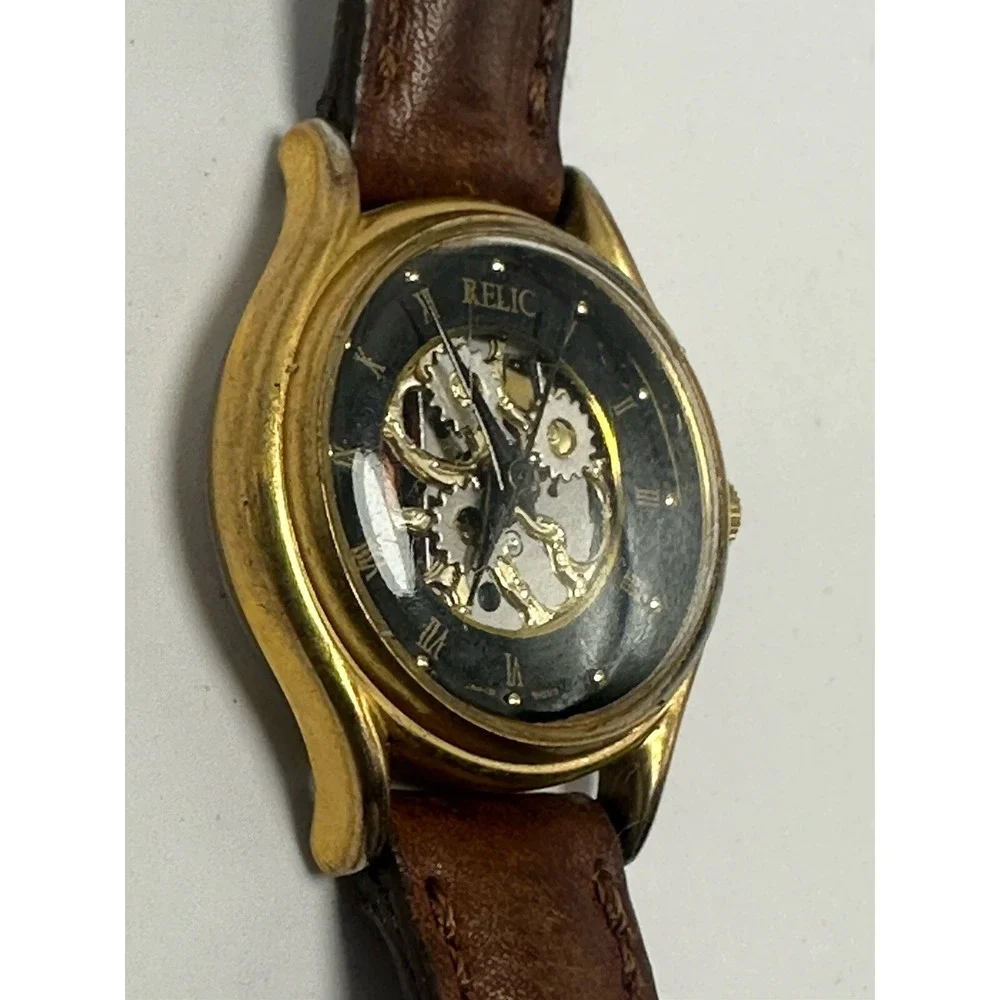 Relic ZR-72100 Ladies Skeleton Watch New Battery 25MM 6.75